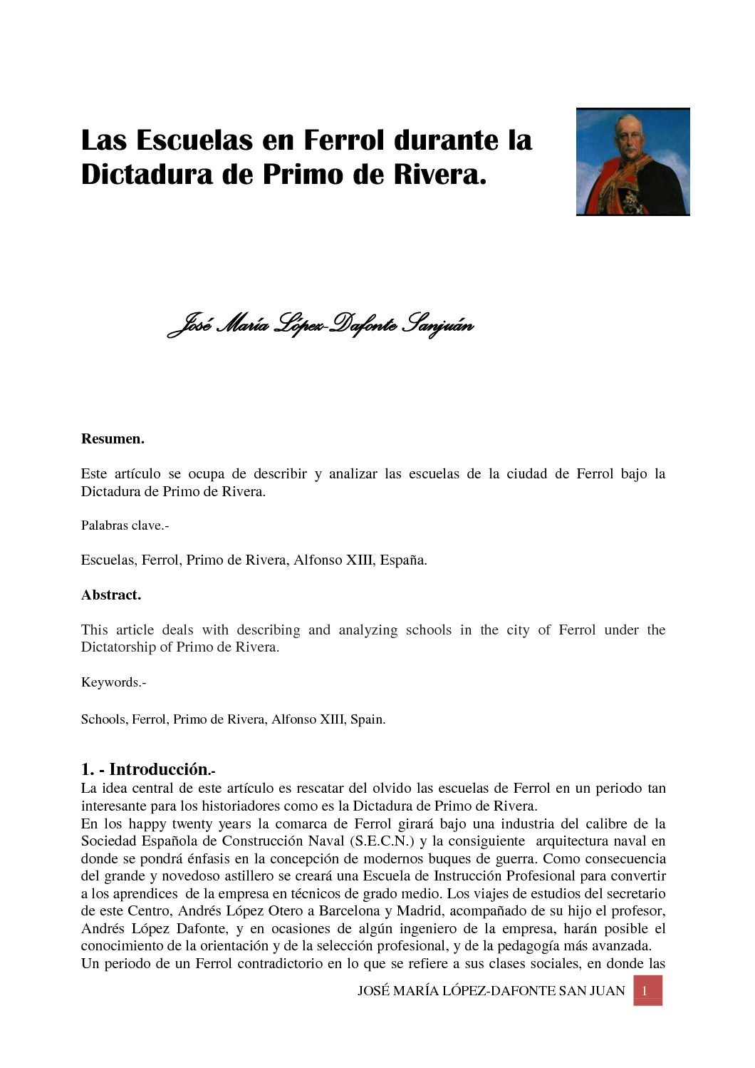 Las Escuelas en Ferrol durante la Dictadura de Primo de Rivera