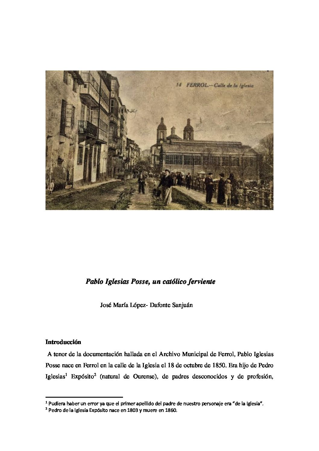 Pablo Iglesias Posse, un católico ferviente