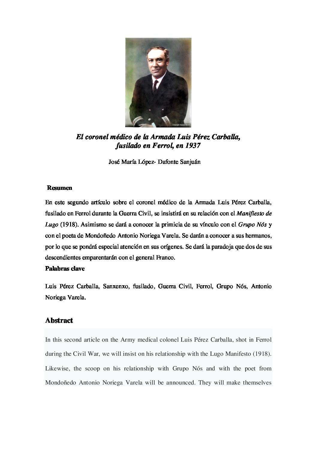 A propósito de Luis Perez Carballa