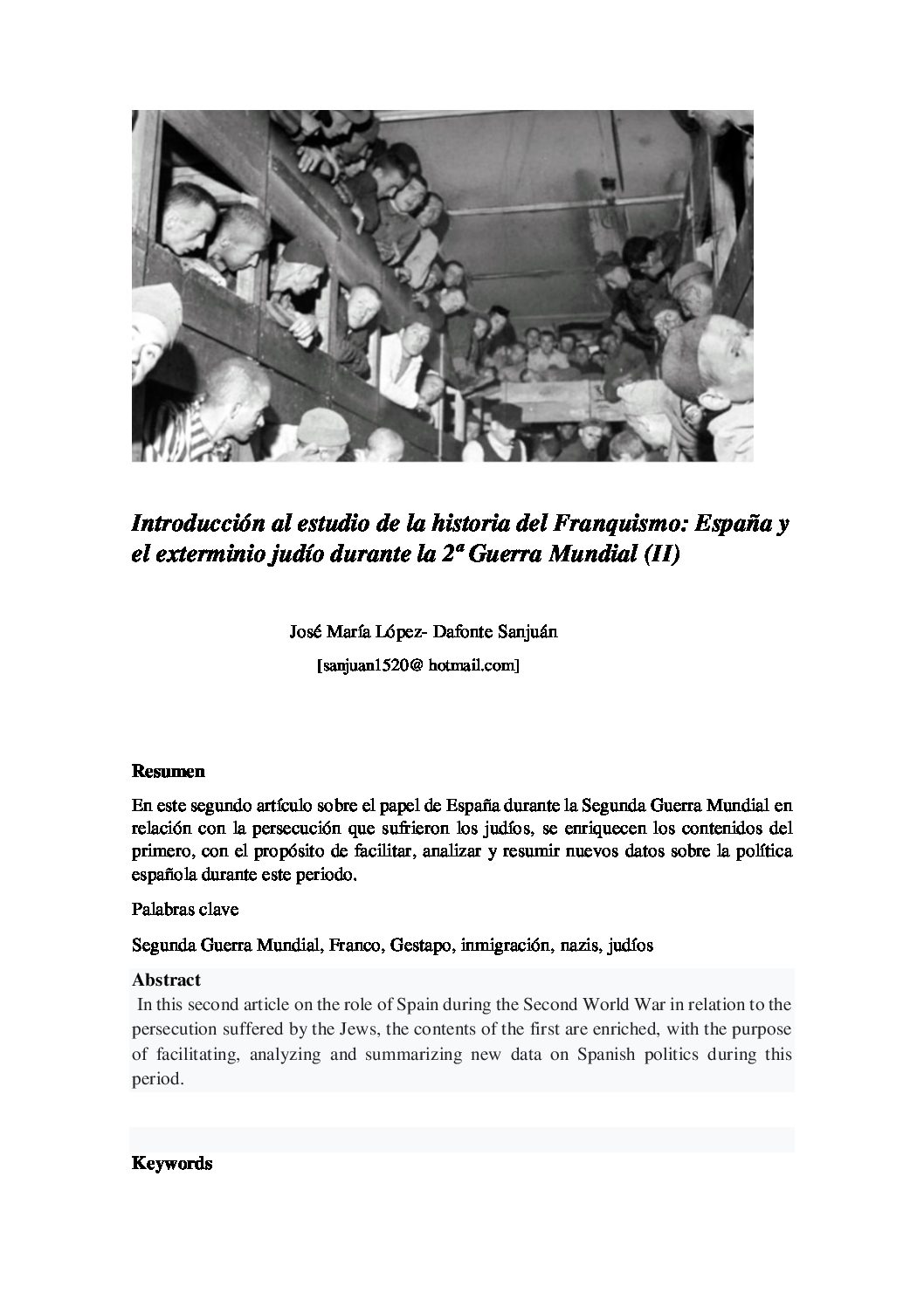Introducción al estudio de la historia del Franquismo: España y el exterminio judío durante la 2ª Guerra Mundial (II)