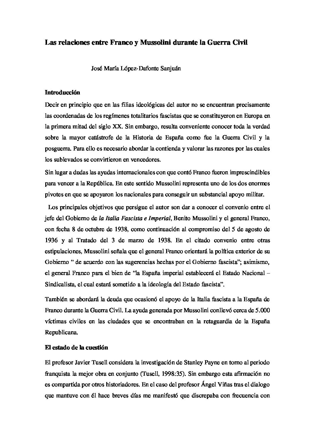 Las relaciones entre Franco y Mussolini durante la Guerra Civil