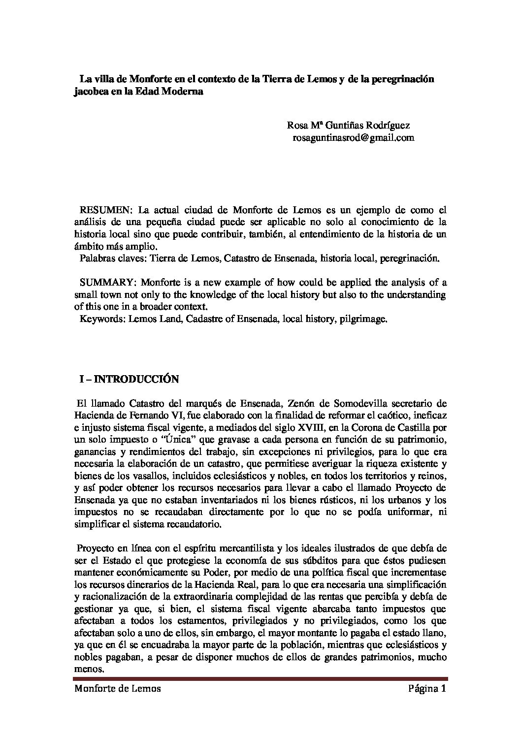 La villa de Monforte en el contexto de la Tierra de Lemos y de la peregrinación jacobea en la Edad Moderna