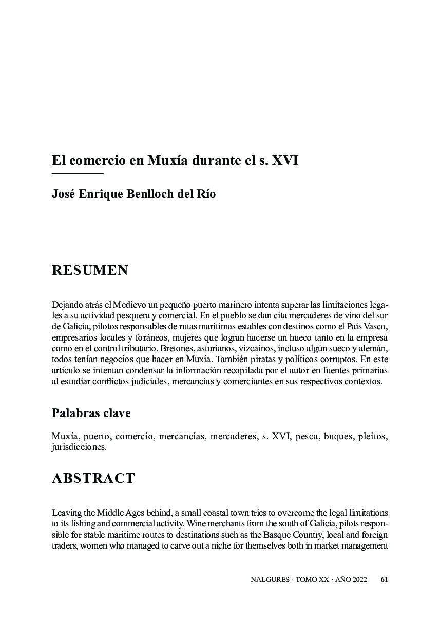 El comercio en Muxía durante el s. XVI (Nalgures XX)