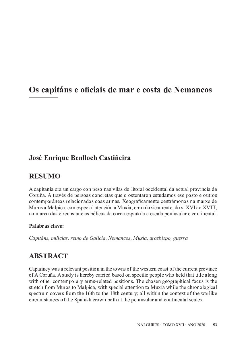 Os capitáns e oficiais de mar e costa de Nemancos